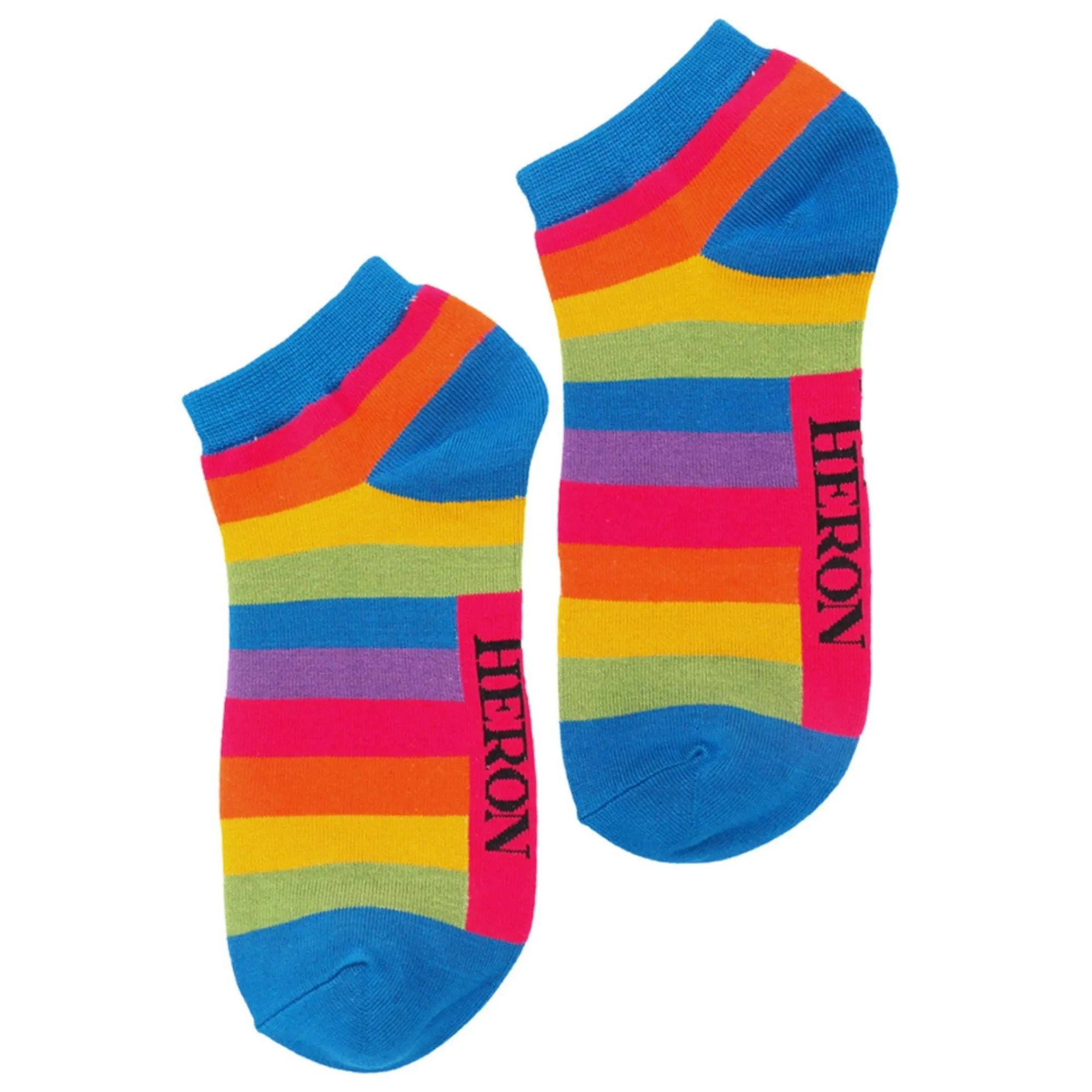 1 Pack Mens Rainbow Striped Bamboo Trainer Socks