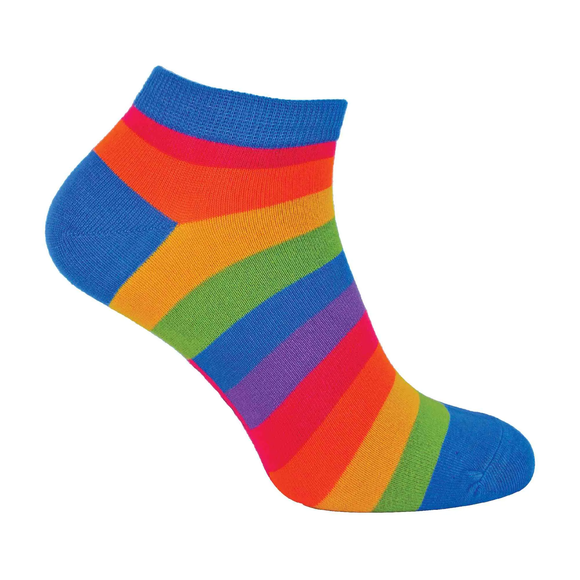 1 Pack Mens Rainbow Striped Bamboo Trainer Socks