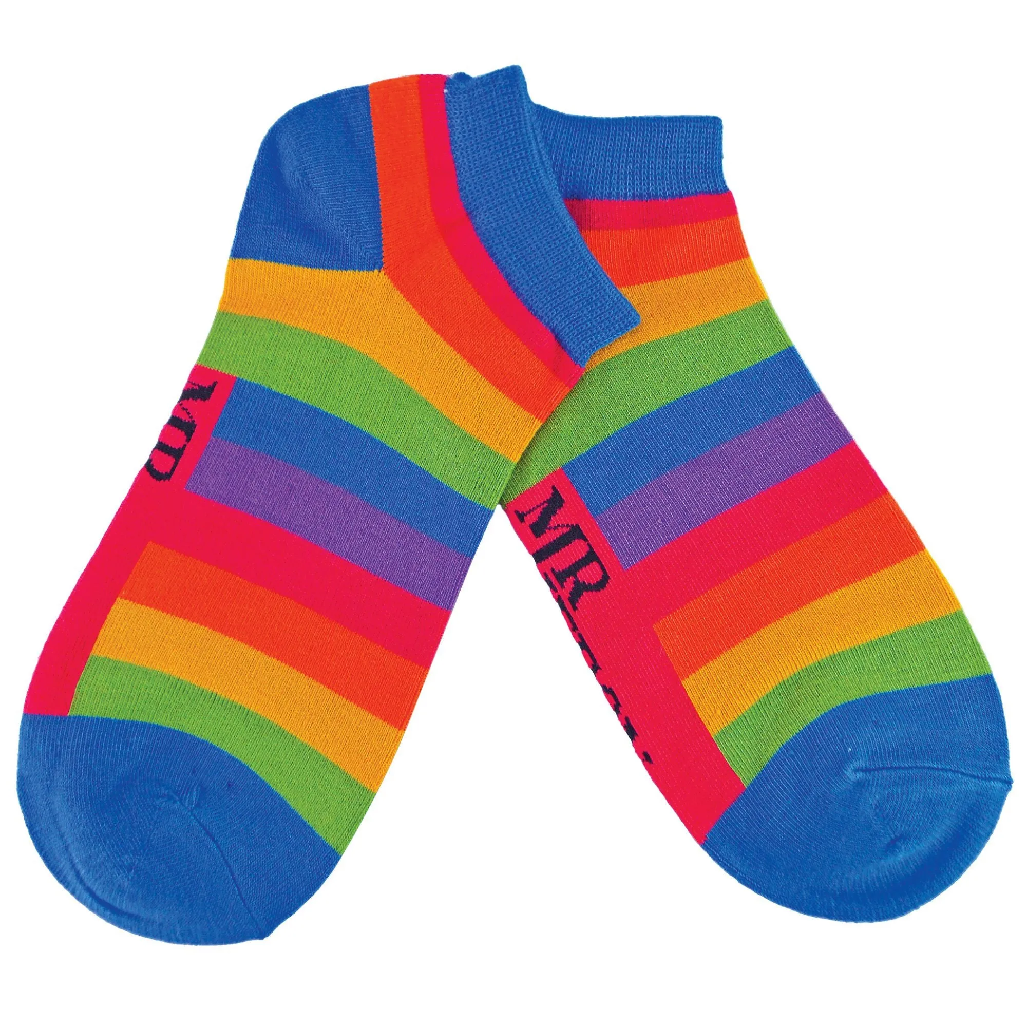1 Pack Mens Rainbow Striped Bamboo Trainer Socks