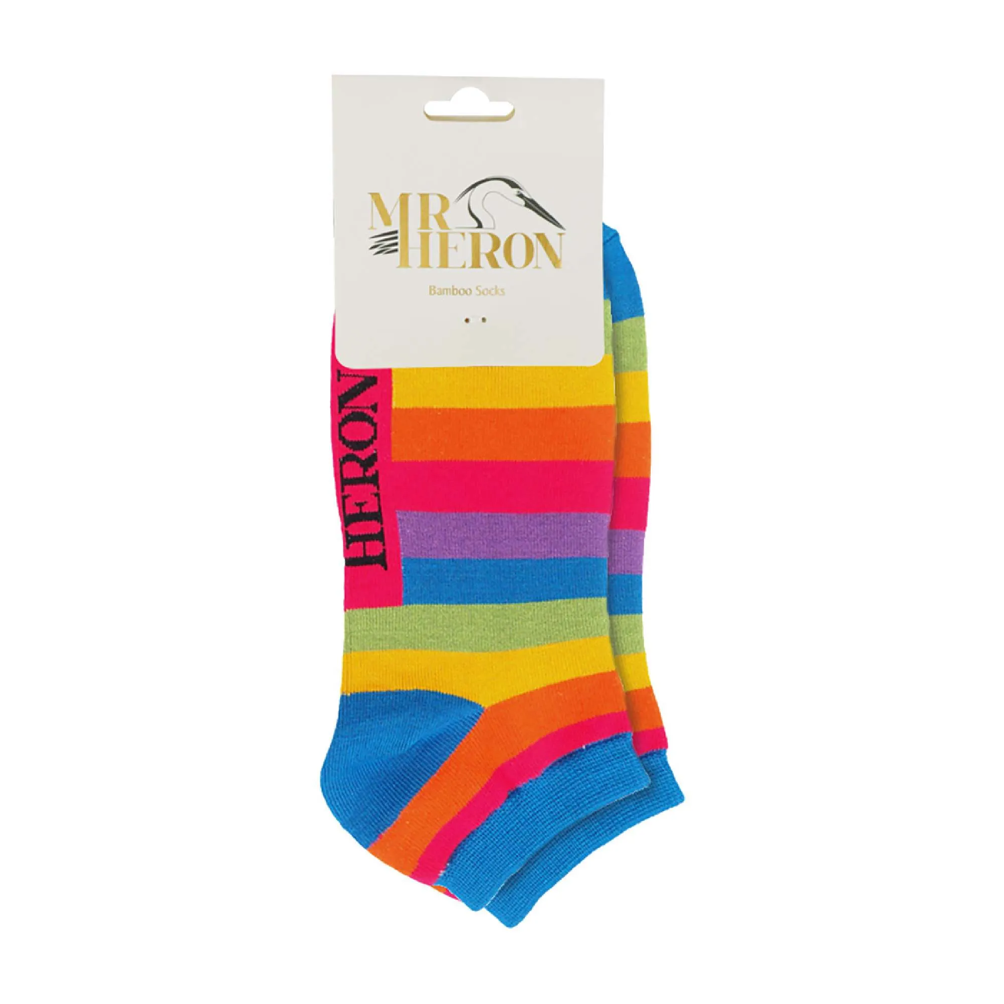 1 Pack Mens Rainbow Striped Bamboo Trainer Socks