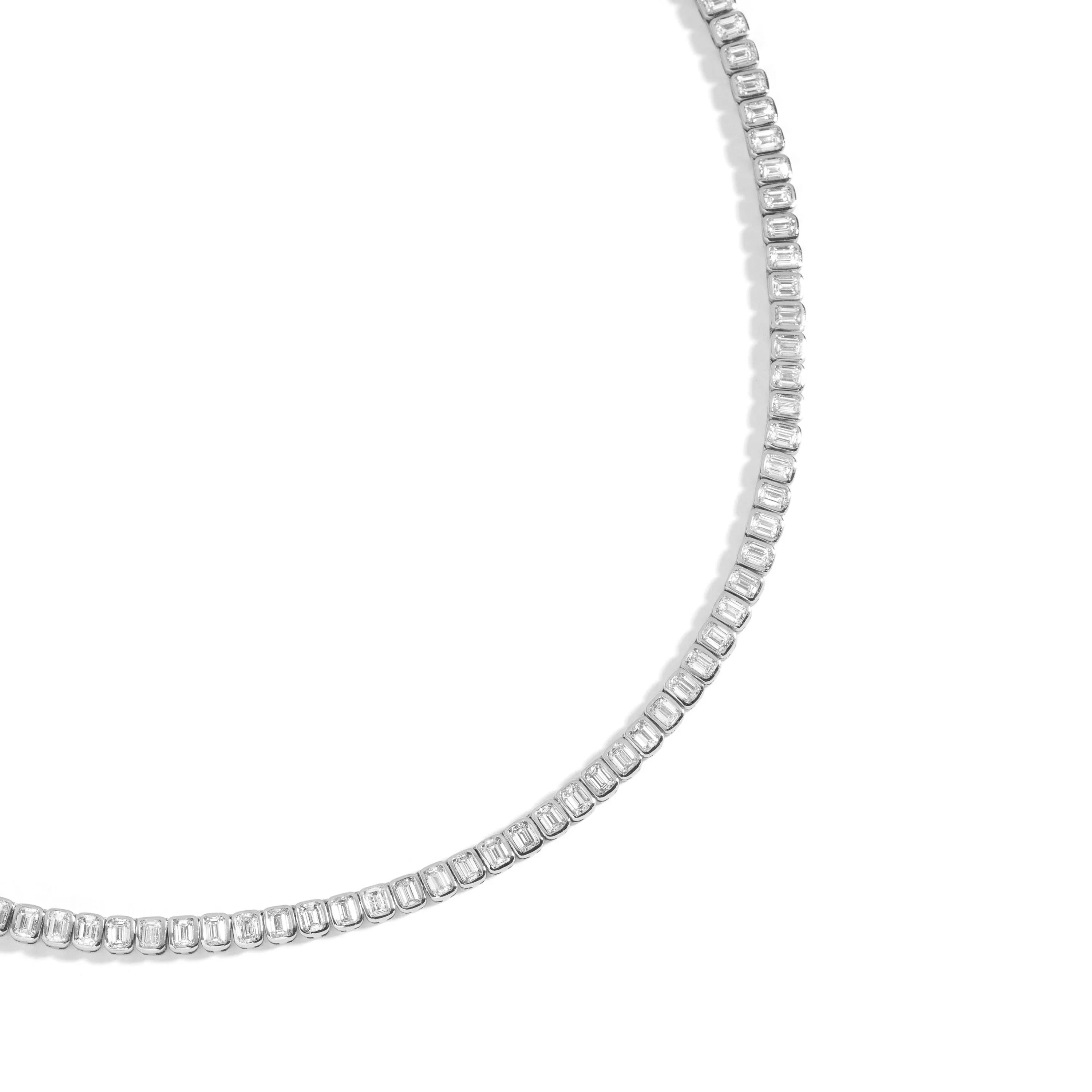 11.5 Carat Bezel-Set Emerald Tennis Necklace