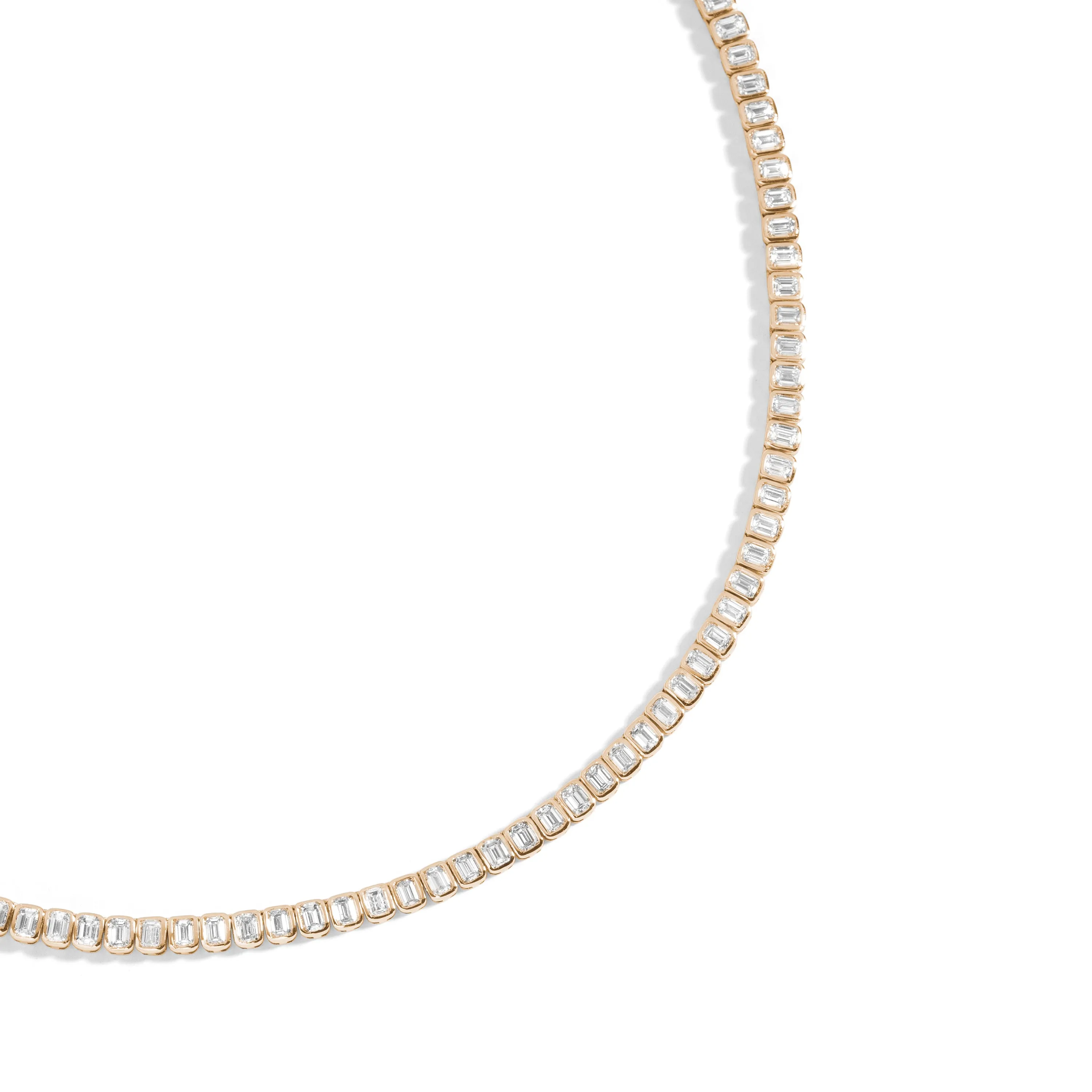 11.5 Carat Bezel-Set Emerald Tennis Necklace