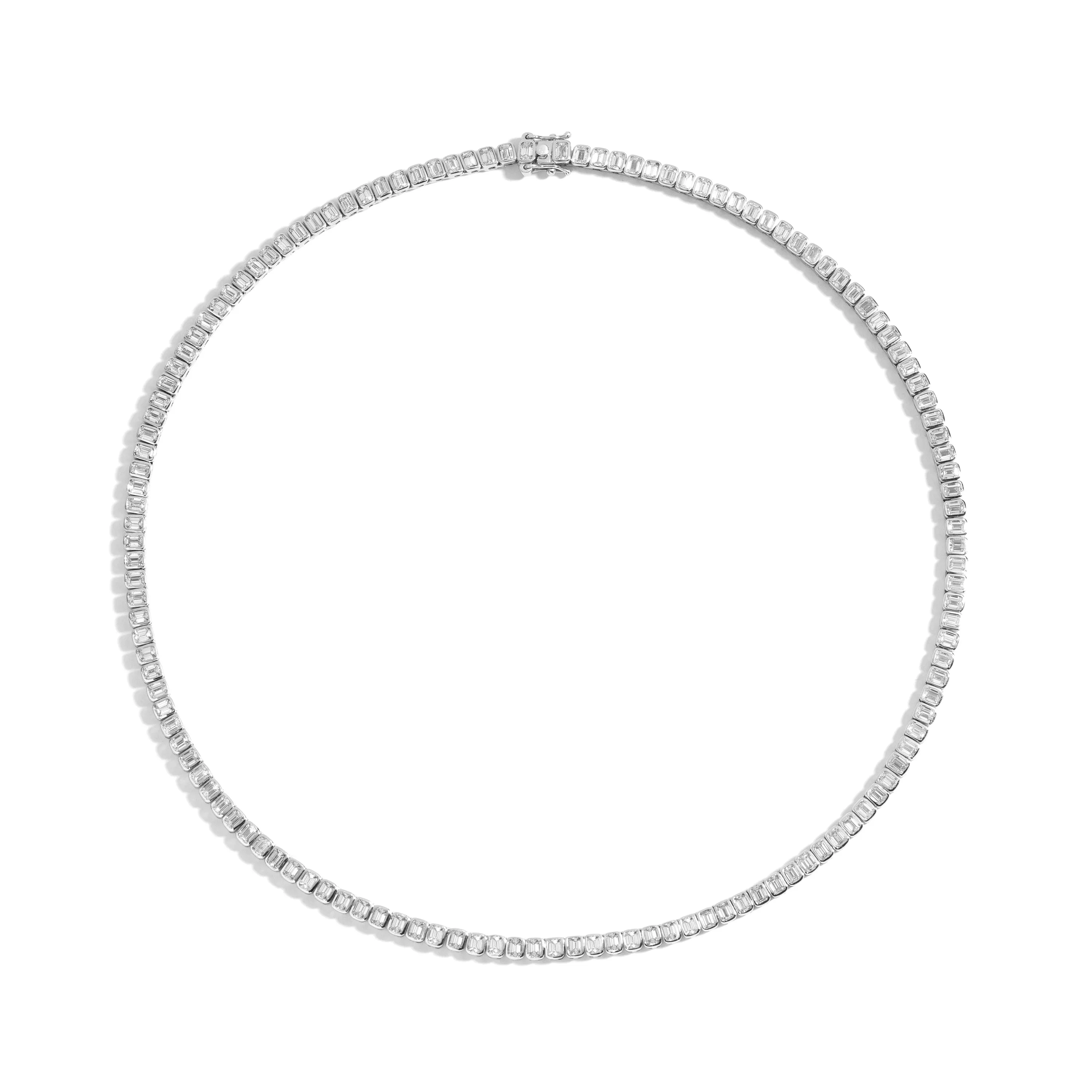 11.5 Carat Bezel-Set Emerald Tennis Necklace