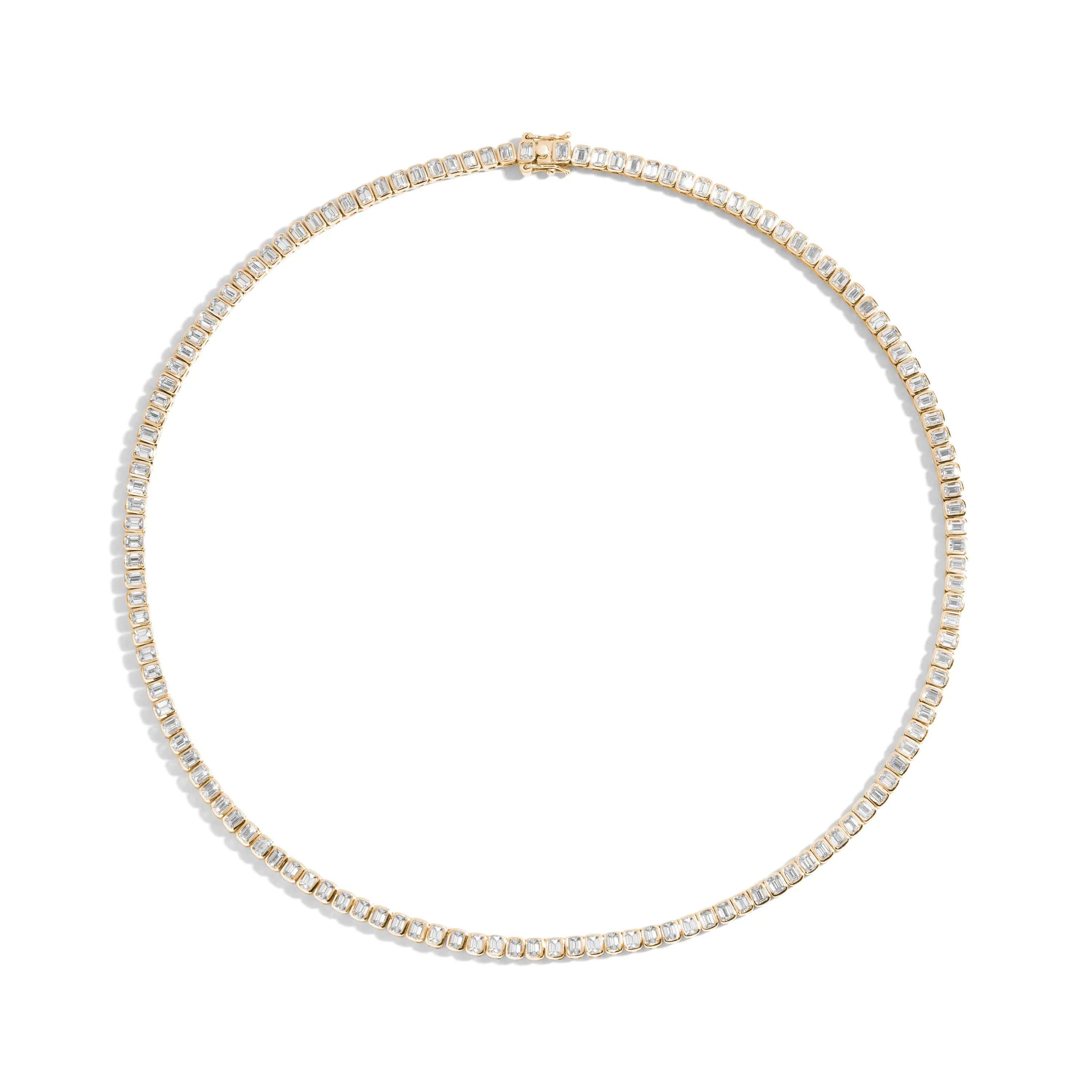 11.5 Carat Bezel-Set Emerald Tennis Necklace