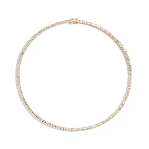 11.5 Carat Bezel-Set Emerald Tennis Necklace