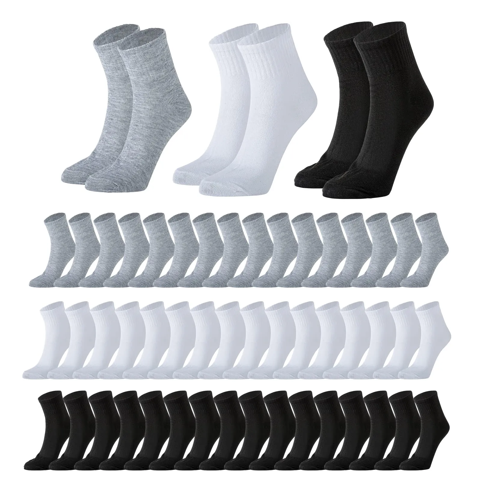 120 Pairs Mens Quarter Ankle Socks Athletic Moisture Socks Casual Sports Socks Bulk Pack for Homeless Unisex Men Women