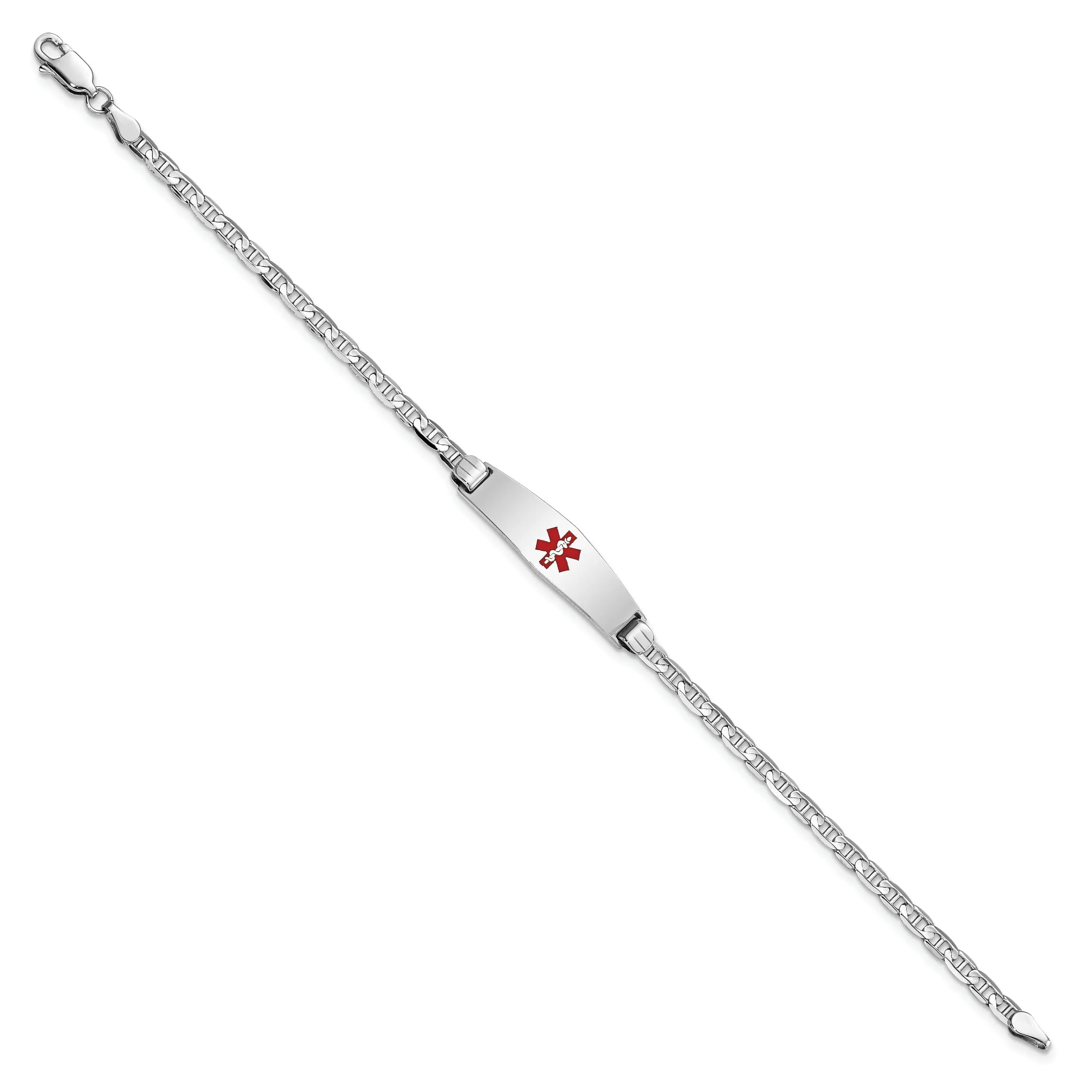 14K White Gold Anchor Link Medical ID Bracelet
