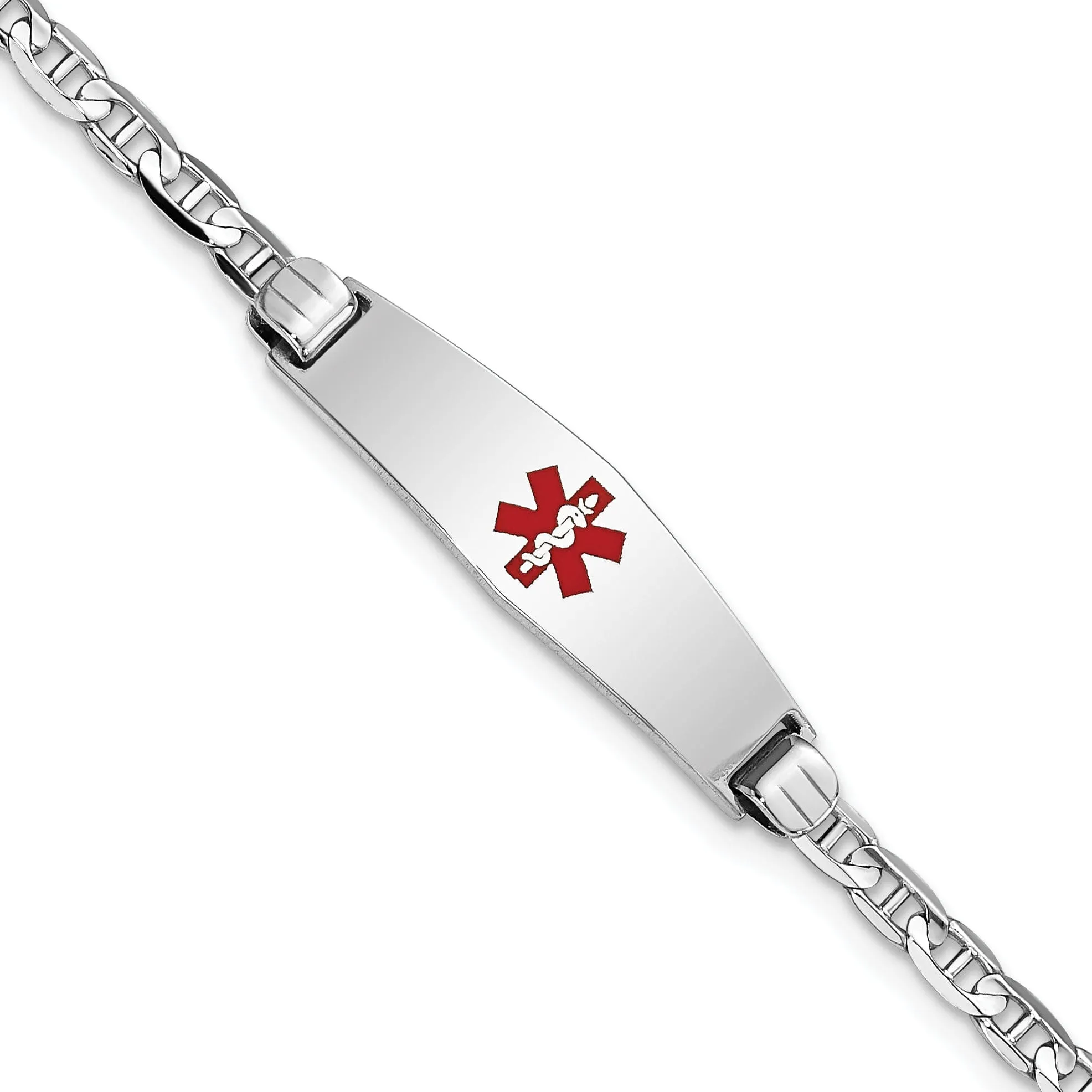 14K White Gold Anchor Link Medical ID Bracelet