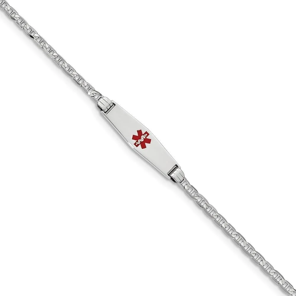 14K White Gold Anchor Link Medical ID Bracelet