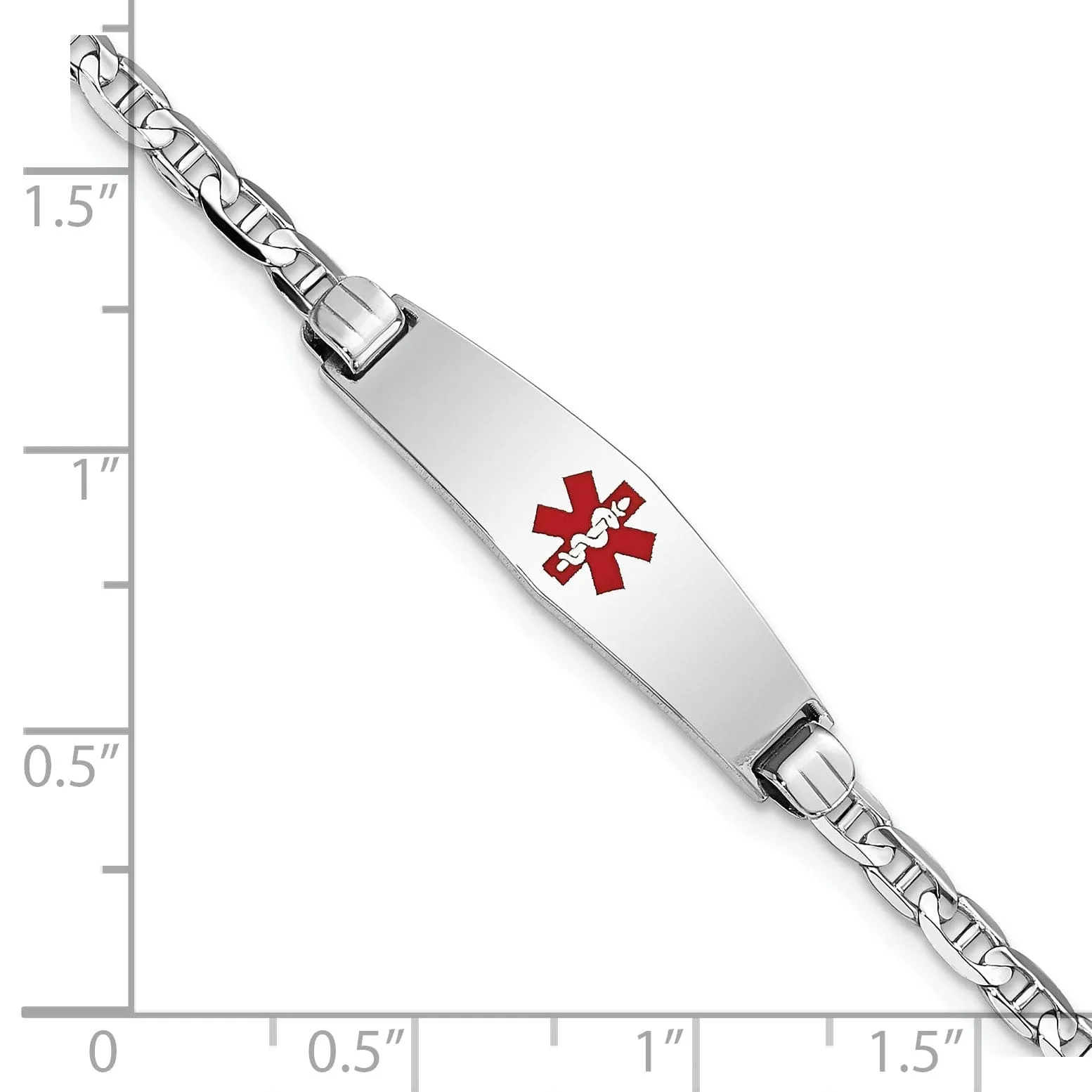 14K White Gold Anchor Link Medical ID Bracelet