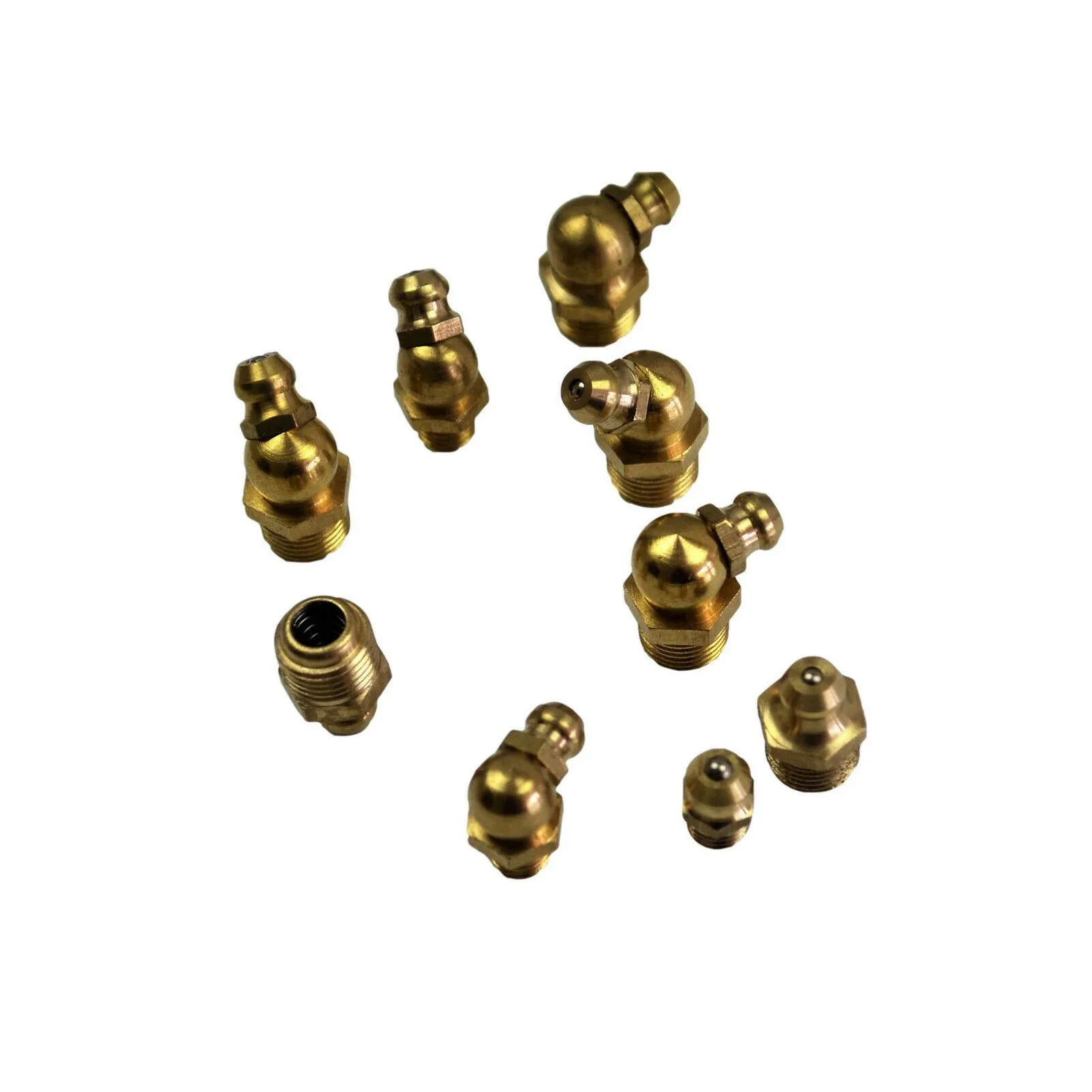 250 Piece Metric Imperial Brass Grease Nipple Combo Grab Kit Assortment