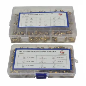 250 Piece Metric Imperial Brass Grease Nipple Combo Grab Kit Assortment