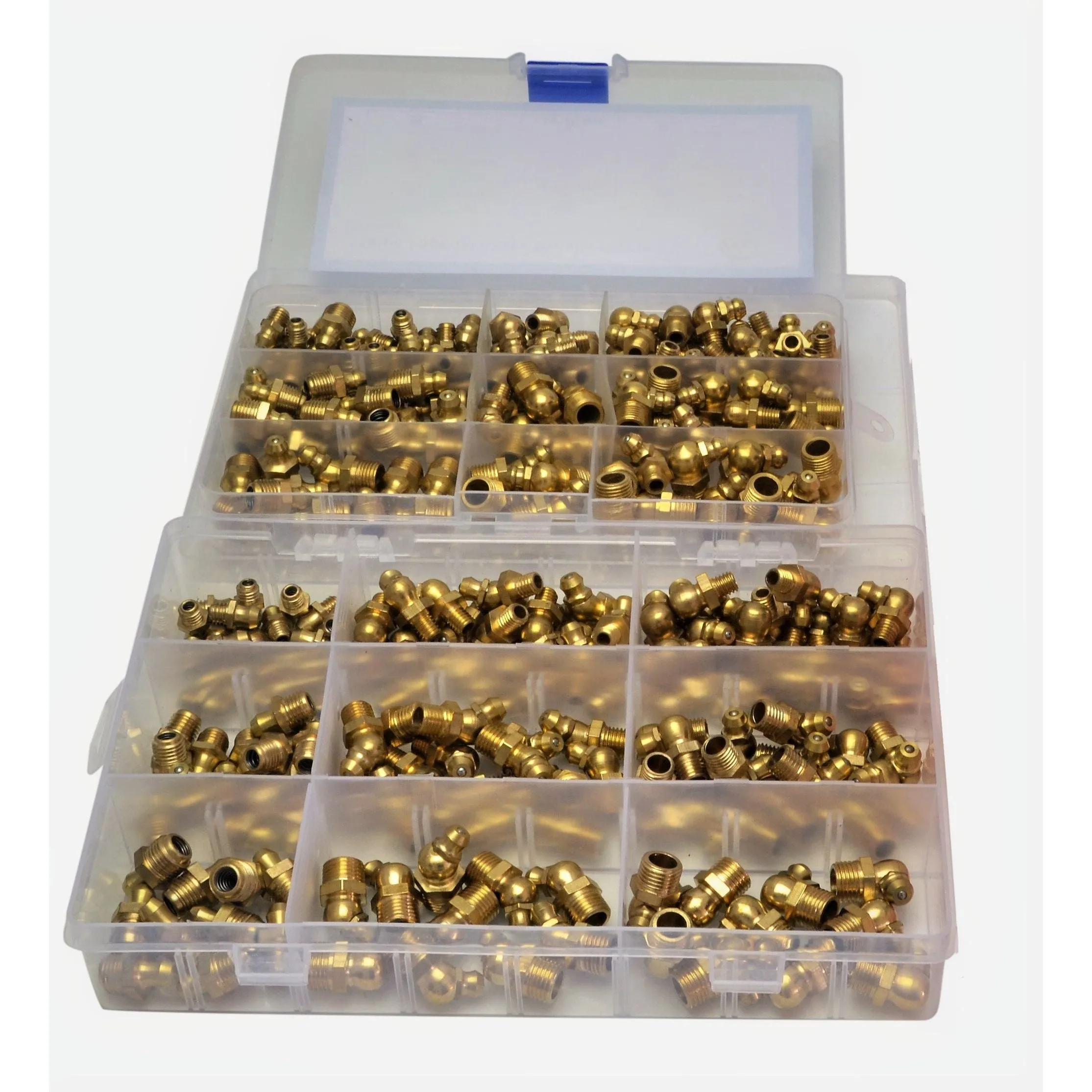 250 Piece Metric Imperial Brass Grease Nipple Combo Grab Kit Assortment
