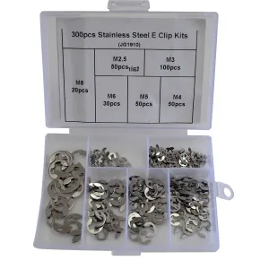 300pc Stainless Steel E Clips Grab Kit
