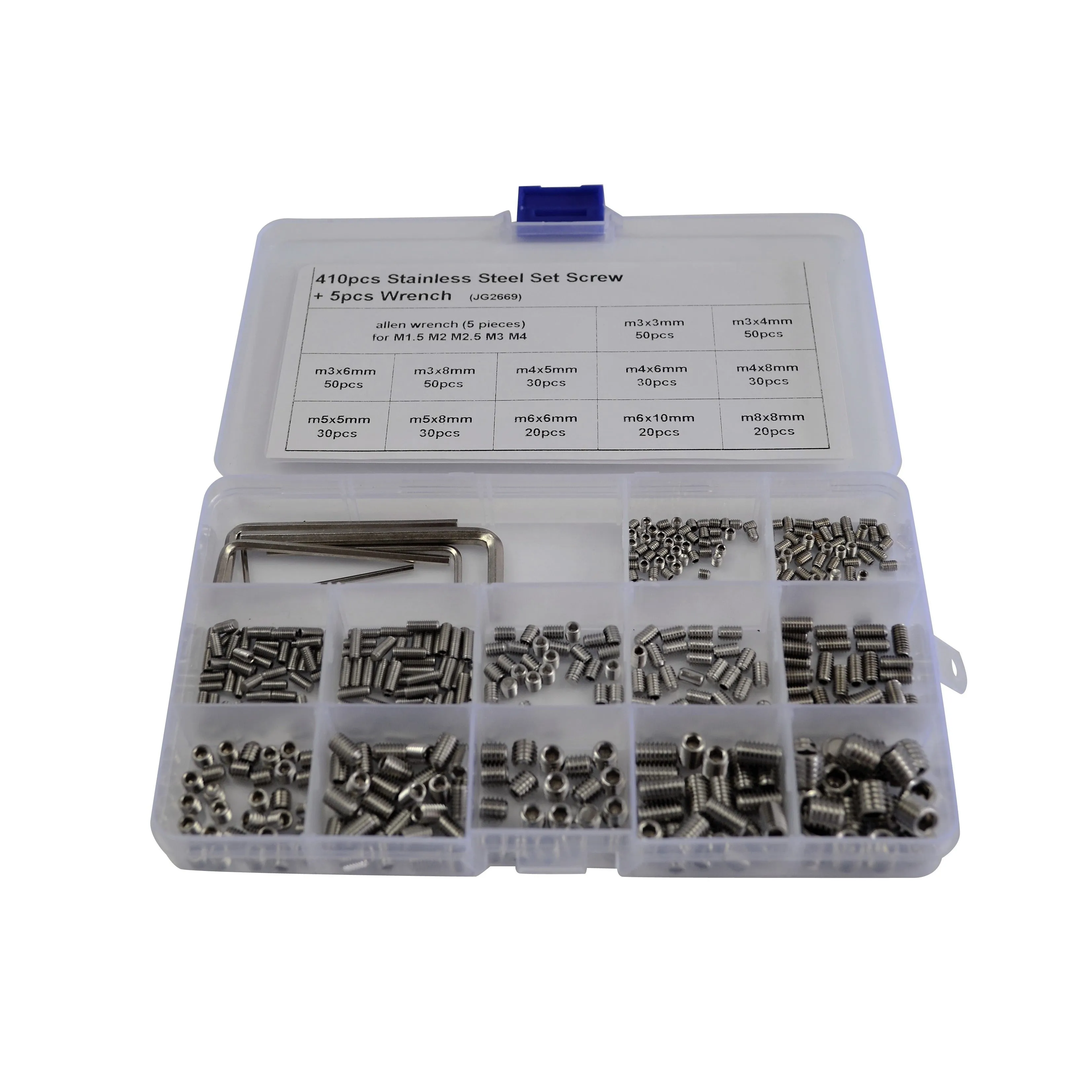 410pc Stainless Steel Metric Grub Screws Grab Kit
