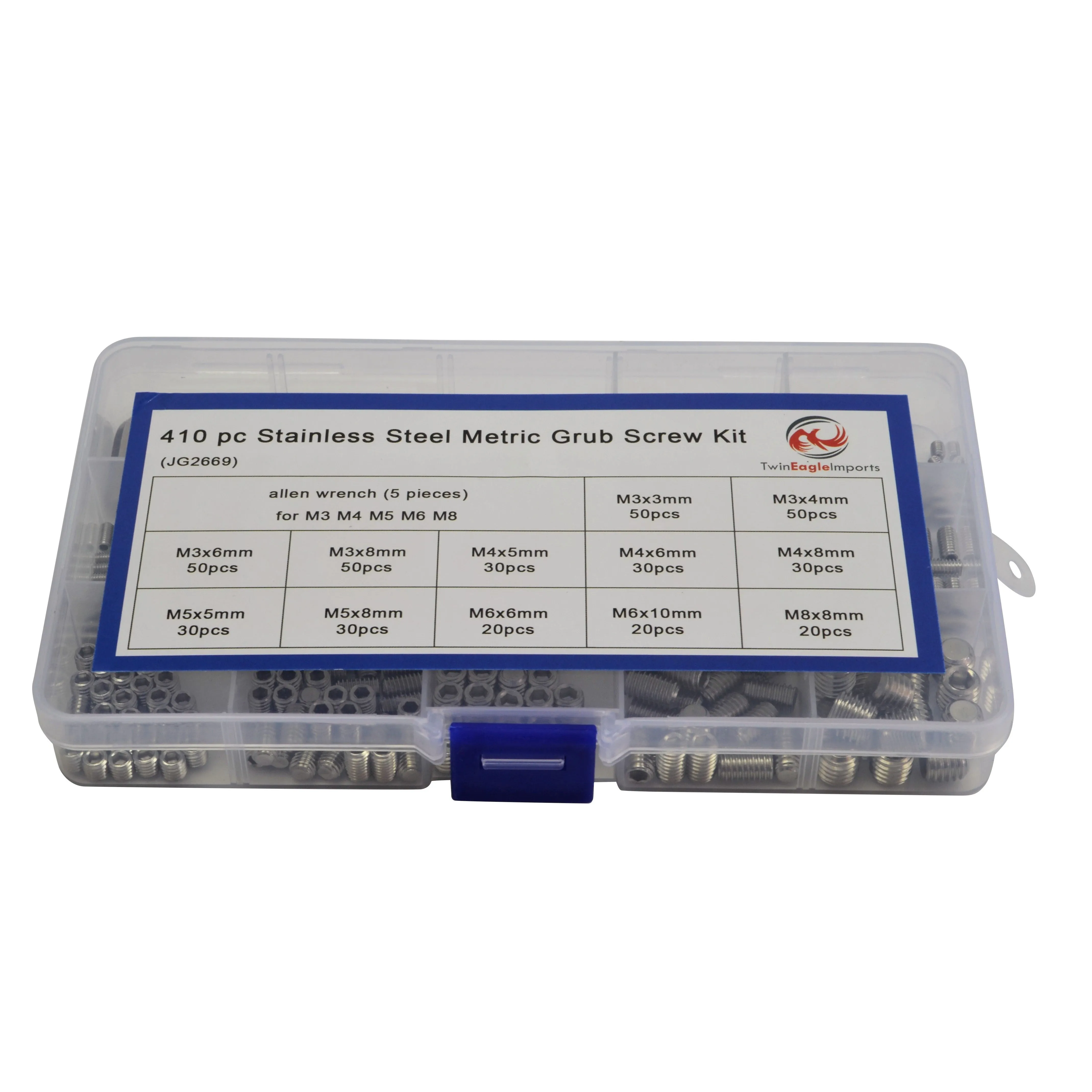 410pc Stainless Steel Metric Grub Screws Grab Kit