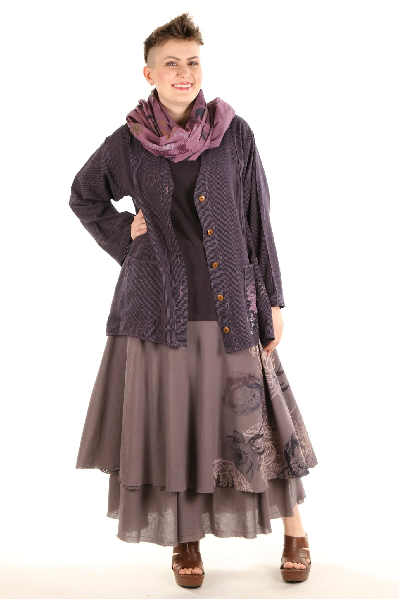 4113 Lace Tiered Skirt Dove Hand-P