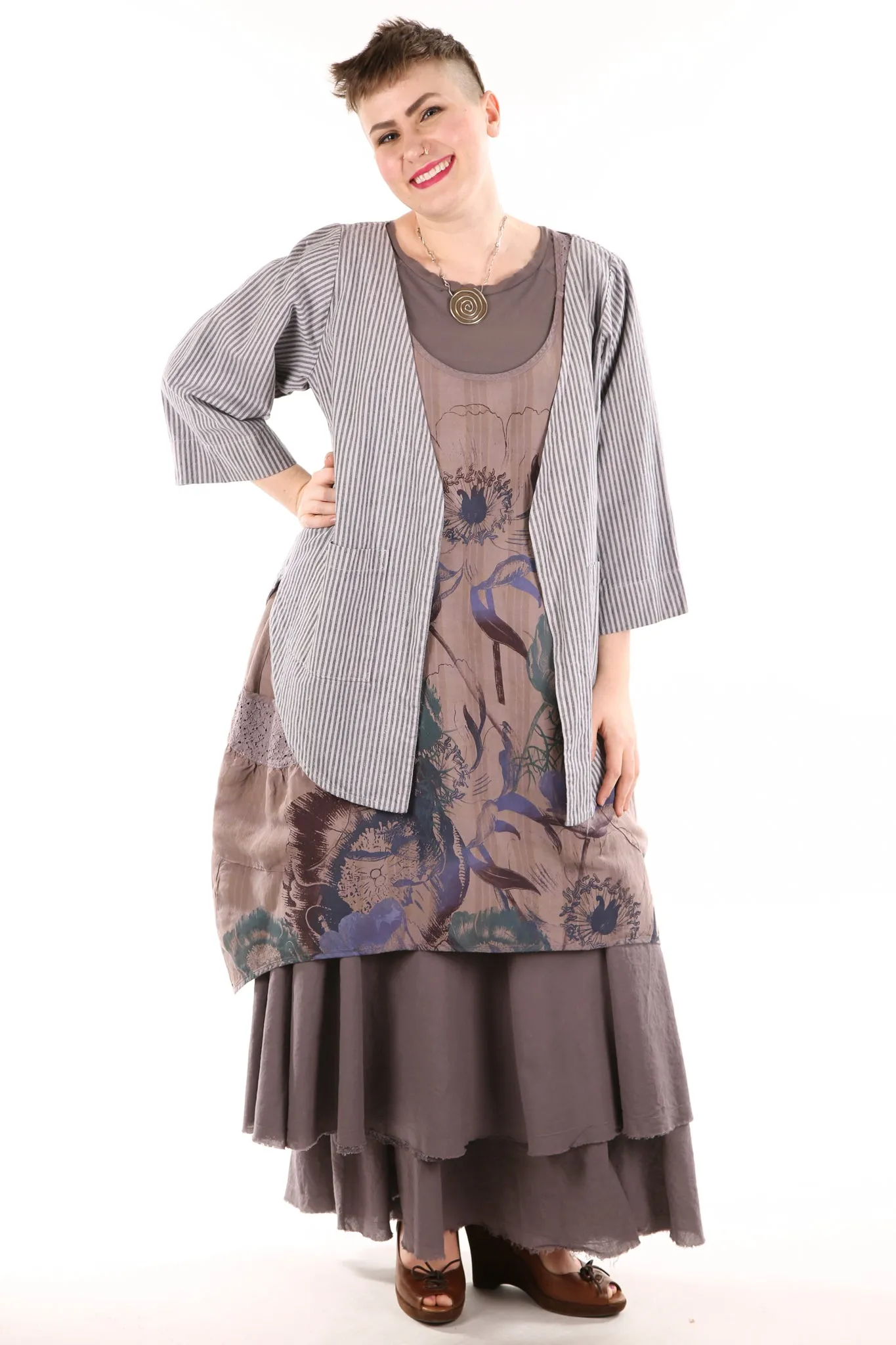 4113 Lace Tiered Skirt Dove Unprinted
