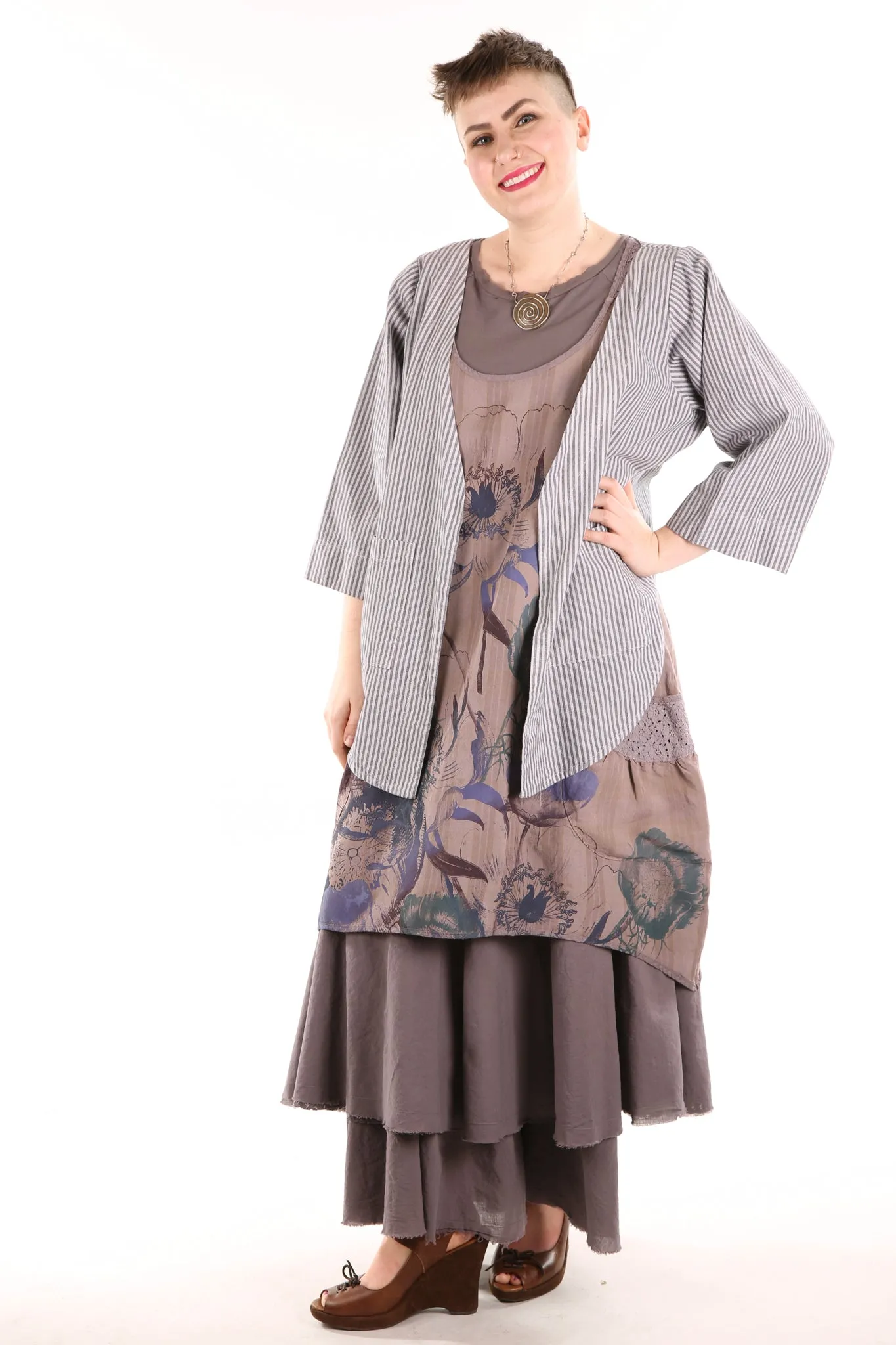 4113 Lace Tiered Skirt Dove Unprinted