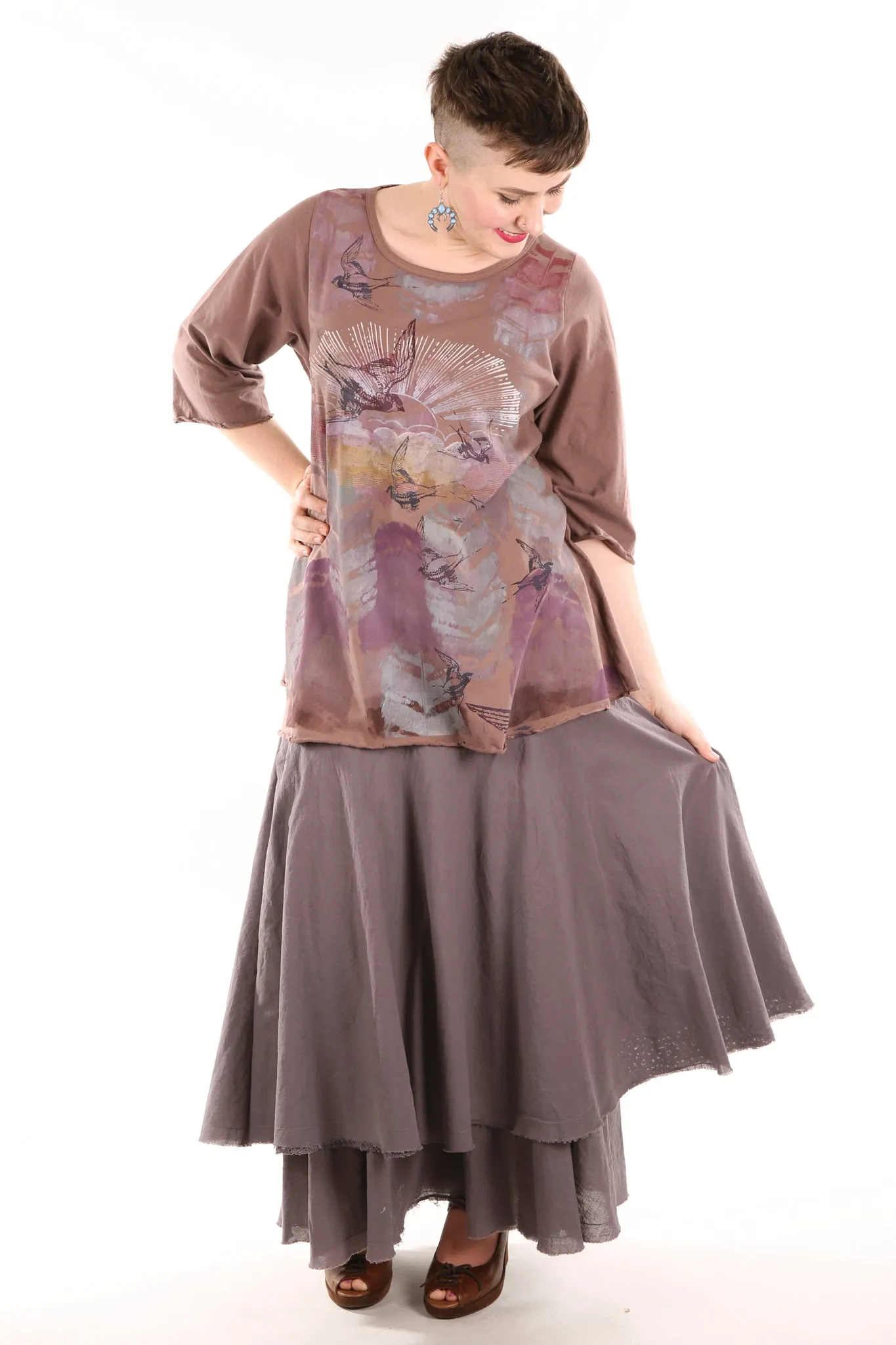 4113 Lace Tiered Skirt Dove Unprinted
