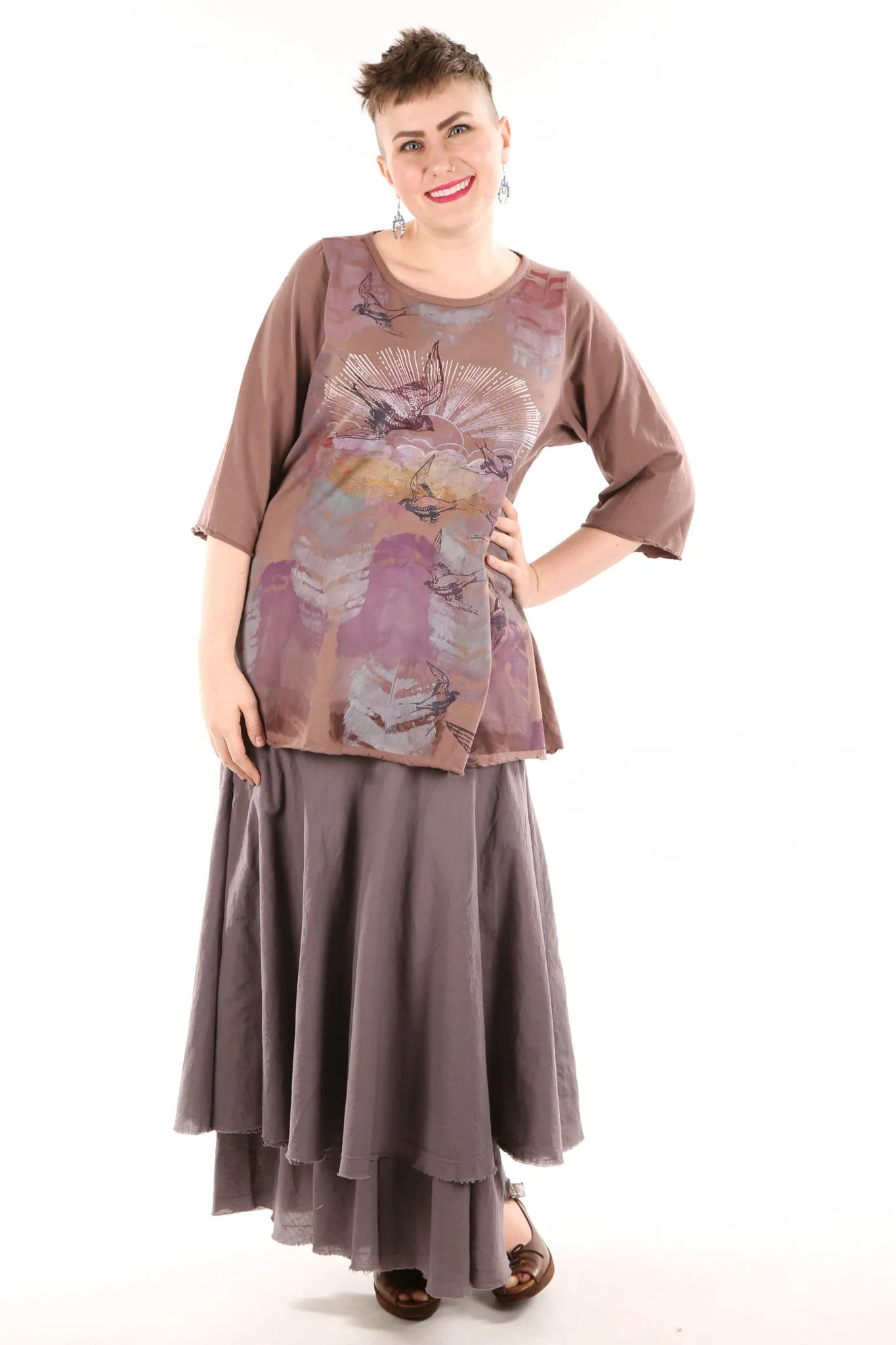 4113 Lace Tiered Skirt Dove Unprinted