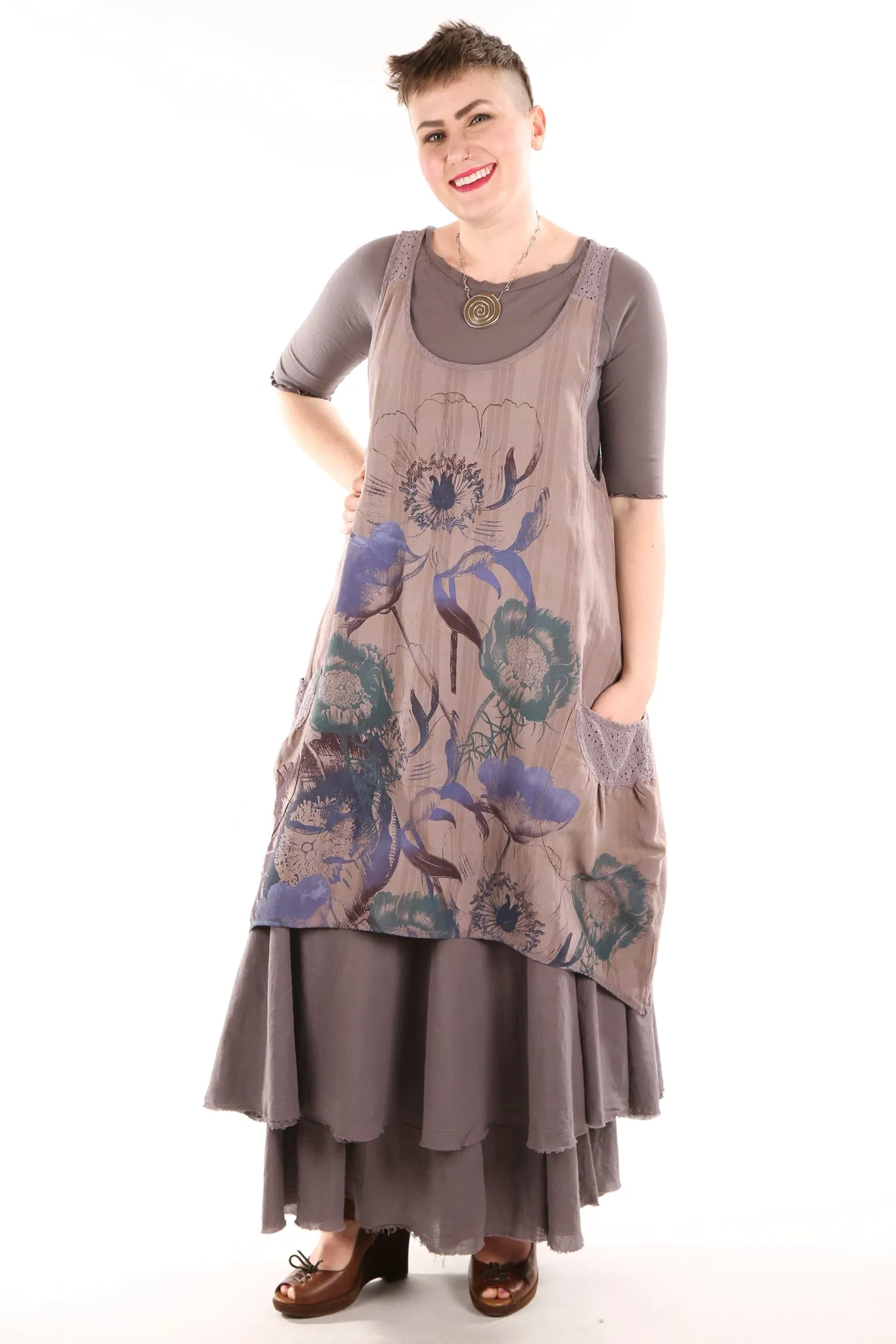 4113 Lace Tiered Skirt Dove Unprinted