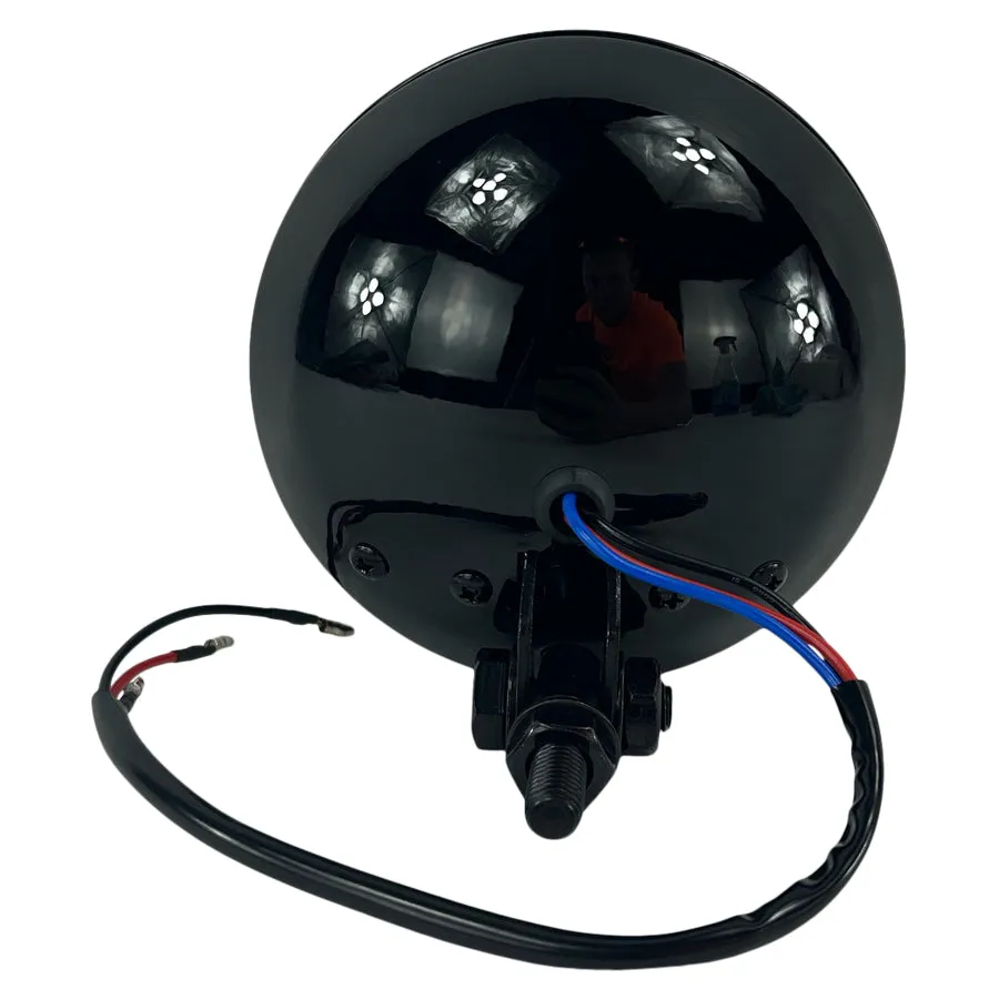 4" Chopper Headlight - Black Amber Lens