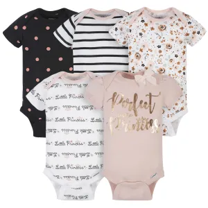 5-Pack Baby Girls Princess Organic Onesies® Bodysuits