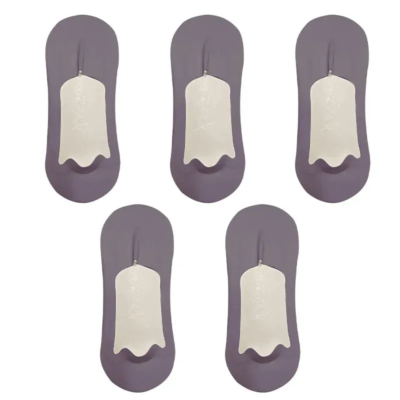 5 Pairs Men's Ultra-Thin No Show Ice Silk Socks - Non-Slip and Breathable