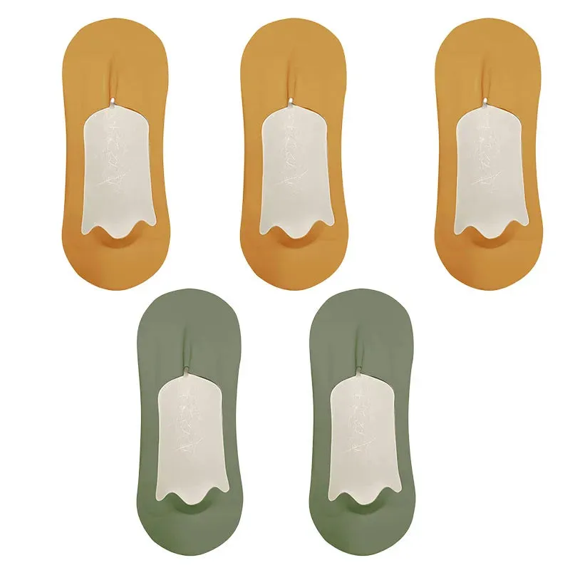 5 Pairs Men's Ultra-Thin No Show Ice Silk Socks - Non-Slip and Breathable