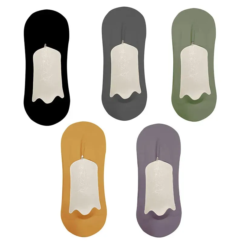 5 Pairs Men's Ultra-Thin No Show Ice Silk Socks - Non-Slip and Breathable