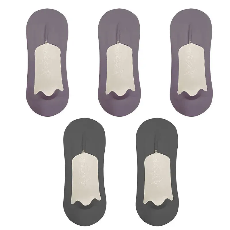 5 Pairs Men's Ultra-Thin No Show Ice Silk Socks - Non-Slip and Breathable