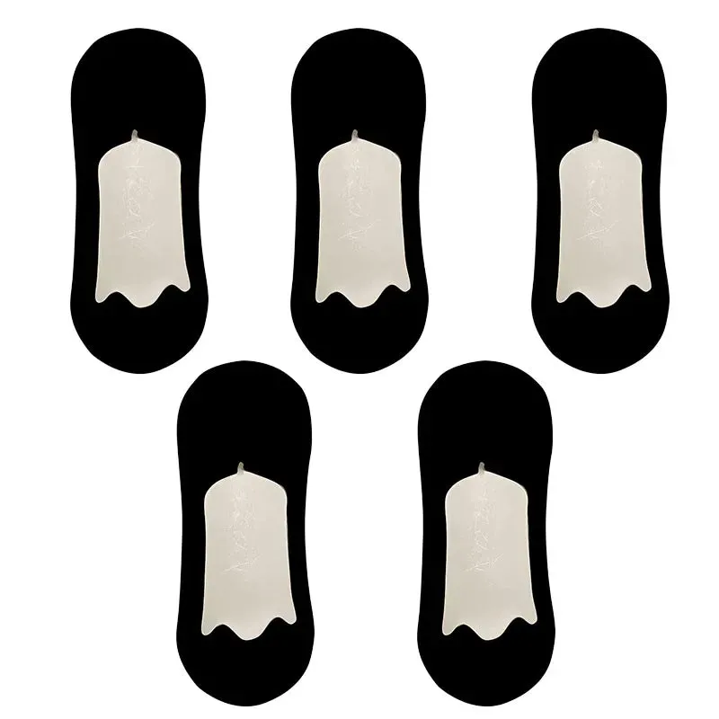 5 Pairs Men's Ultra-Thin No Show Ice Silk Socks - Non-Slip and Breathable