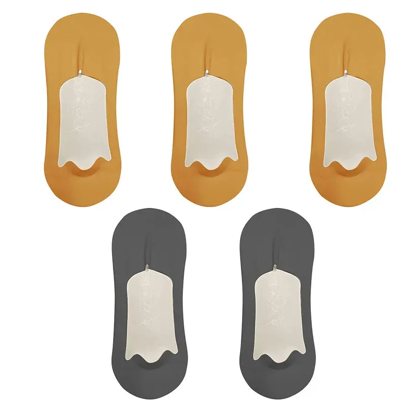 5 Pairs Men's Ultra-Thin No Show Ice Silk Socks - Non-Slip and Breathable