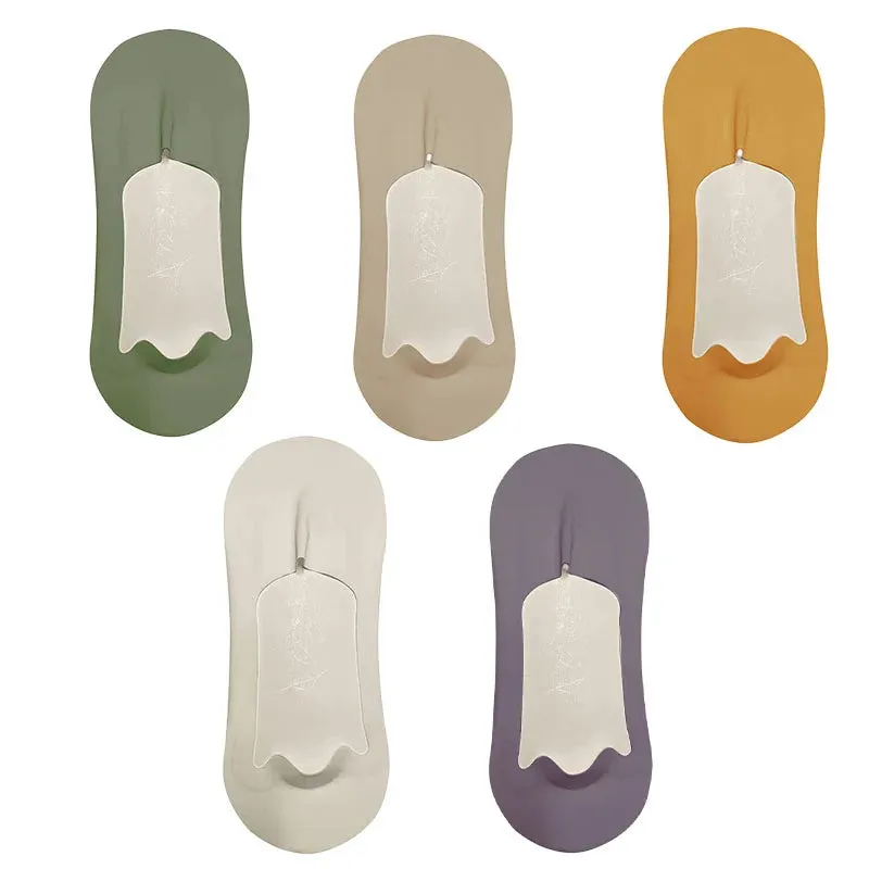5 Pairs Men's Ultra-Thin No Show Ice Silk Socks - Non-Slip and Breathable