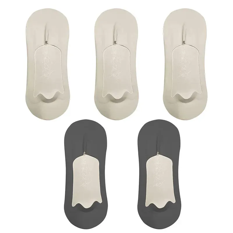 5 Pairs Men's Ultra-Thin No Show Ice Silk Socks - Non-Slip and Breathable