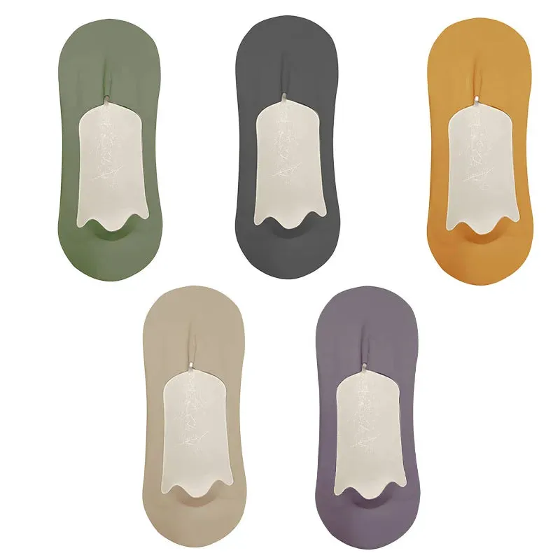 5 Pairs Men's Ultra-Thin No Show Ice Silk Socks - Non-Slip and Breathable