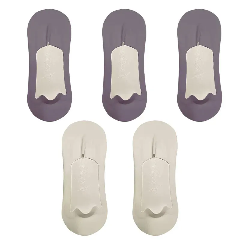 5 Pairs Men's Ultra-Thin No Show Ice Silk Socks - Non-Slip and Breathable