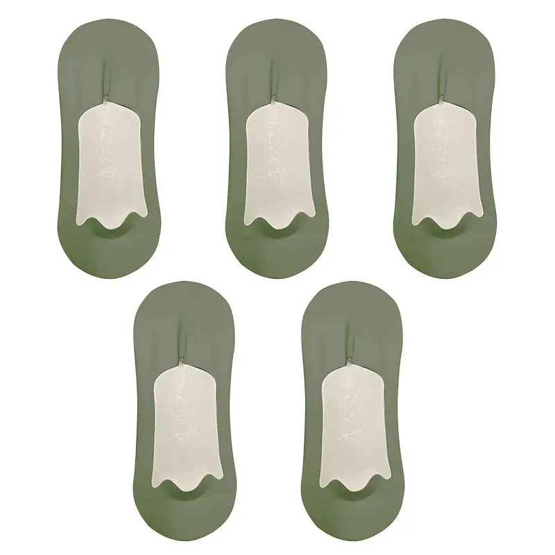 5 Pairs Men's Ultra-Thin No Show Ice Silk Socks - Non-Slip and Breathable