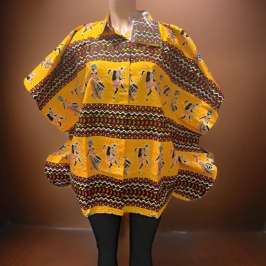 African Print Button Down Short Kaftan