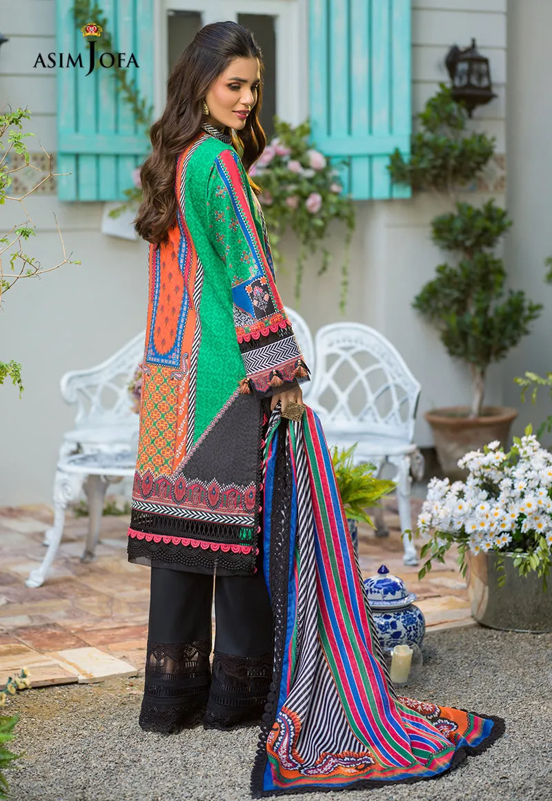 AJPR-21 | Asim Jofa Prints Rania Collection 2022 | Unstitched Embroidered Lawn Suits