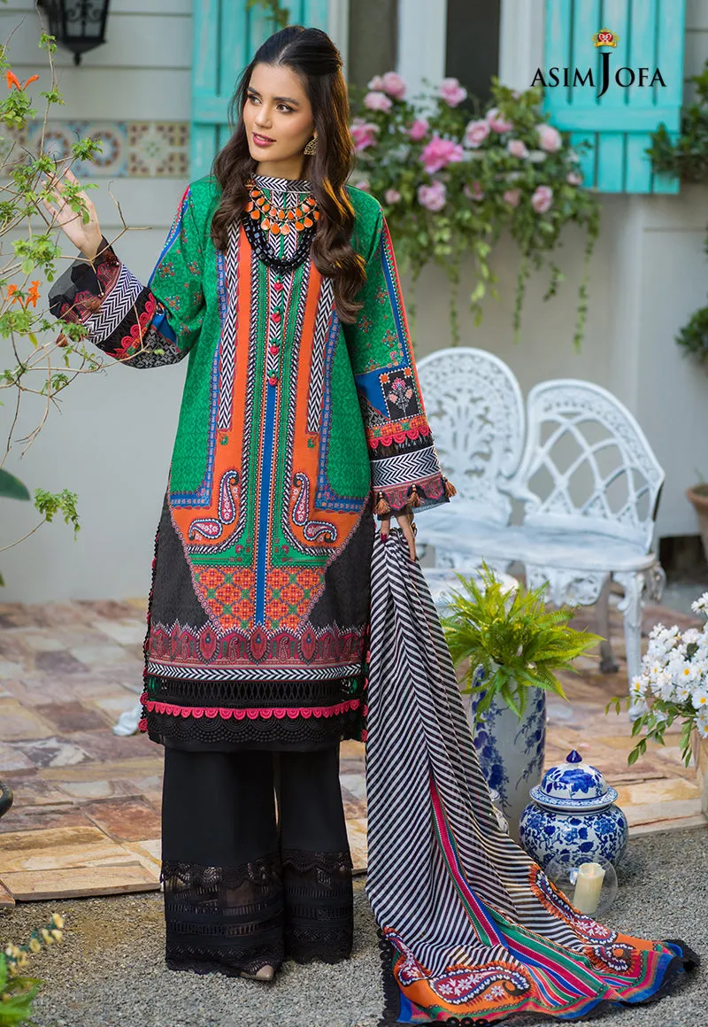 AJPR-21 | Asim Jofa Prints Rania Collection 2022 | Unstitched Embroidered Lawn Suits