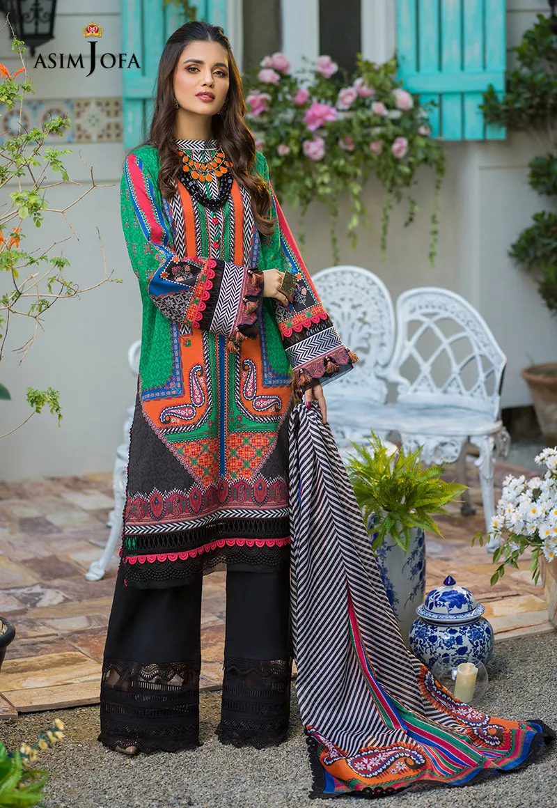 AJPR-21 | Asim Jofa Prints Rania Collection 2022 | Unstitched Embroidered Lawn Suits