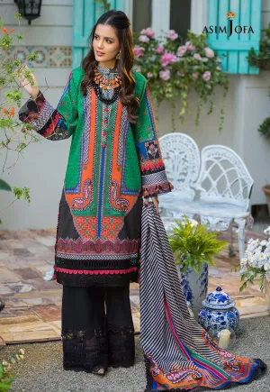 AJPR-21 | Asim Jofa Prints Rania Collection 2022 | Unstitched Embroidered Lawn Suits