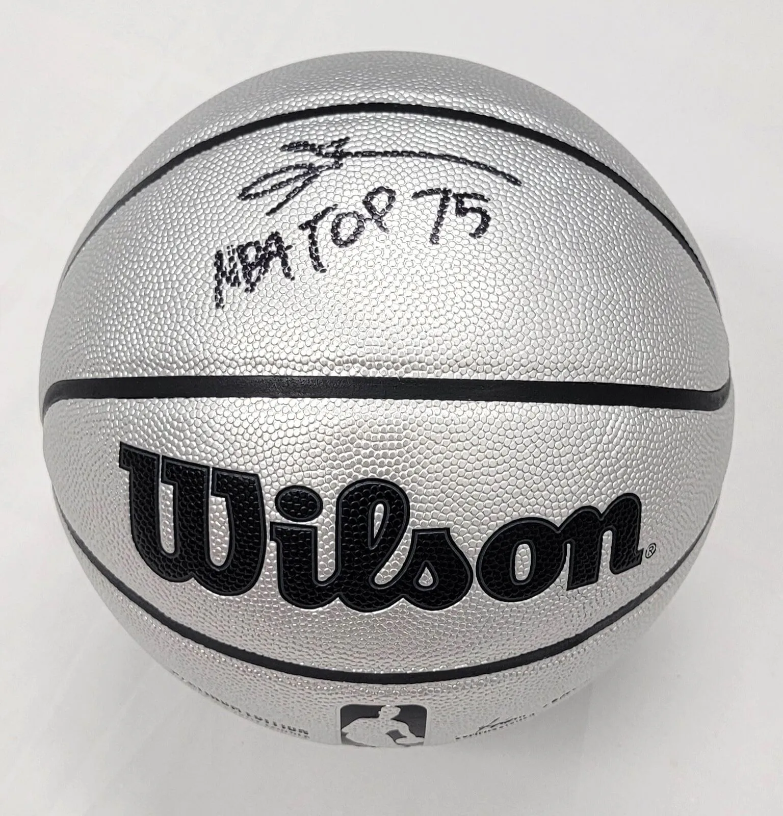 Allen Iverson Signed 76ers Wilson NBA Platinum Basketball W/ NBA Top 75 Beckett