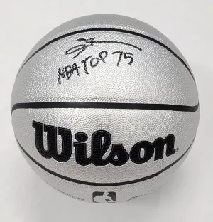 Allen Iverson Signed 76ers Wilson NBA Platinum Basketball W/ NBA Top 75 Beckett