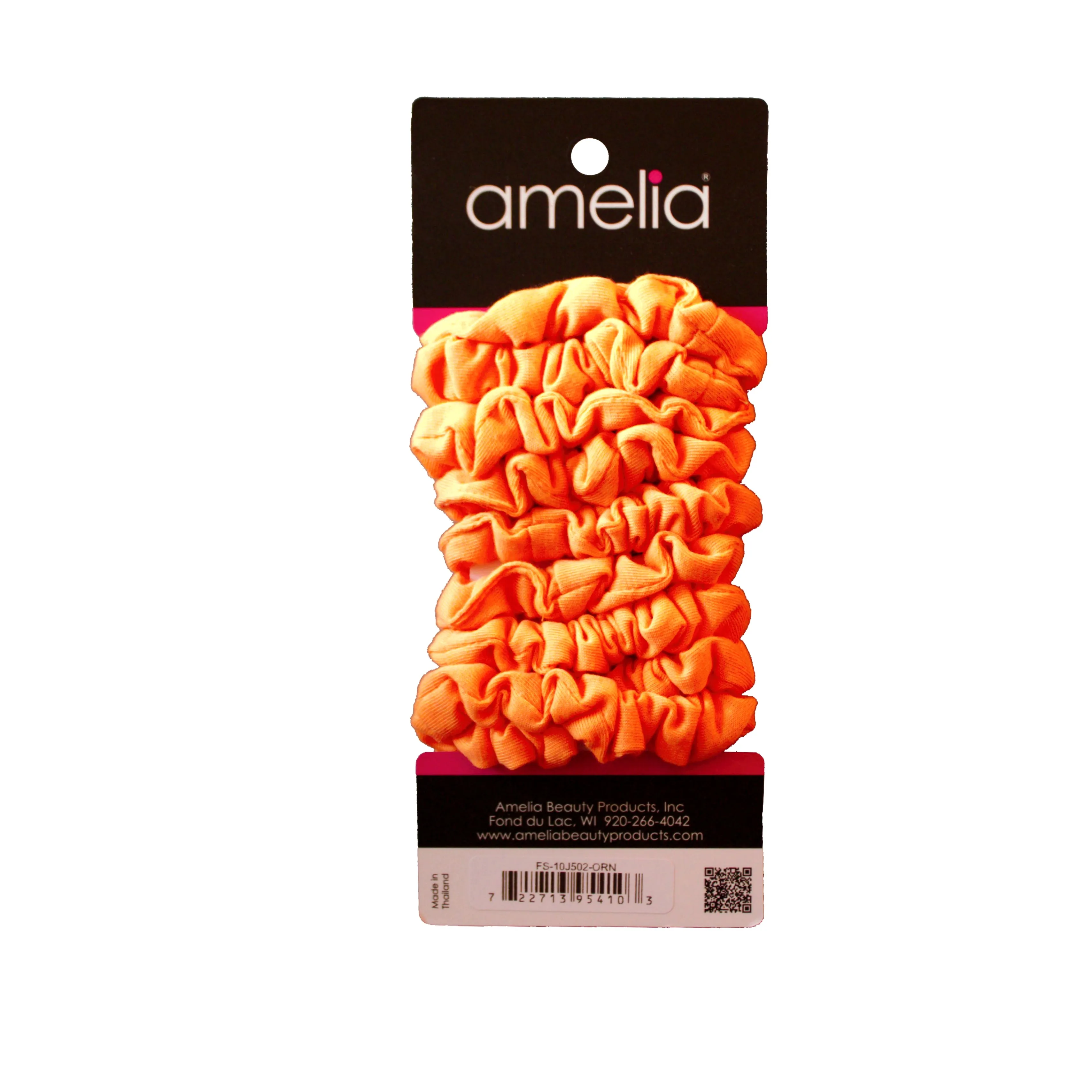 Amelia Beauty, Medium Neon Orange Jersey Scrunchies, 2.5in Diameter, Gentle on Hair, Strong Hold, No Snag, No Dents or Creases. 10 Pack