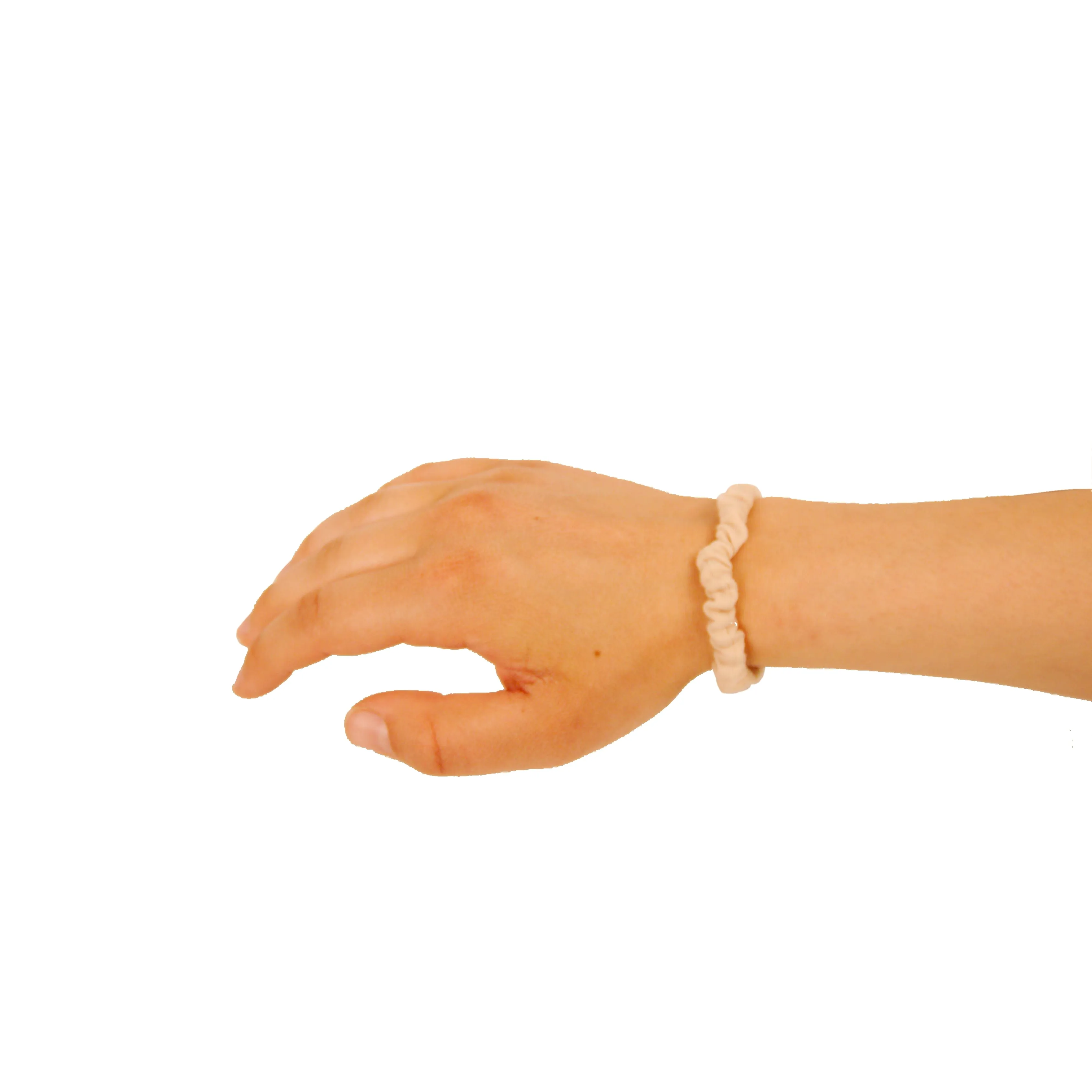Amelia Beauty, Tan Skinny Jersey Scrunchies, 2.125in Diameter, Gentle on Hair, Strong Hold, No Snag, No Dents or Creases. 12 Pack