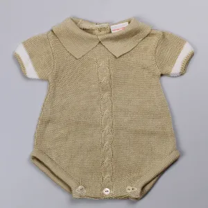 Baby Boy Knitted Romper - Beige