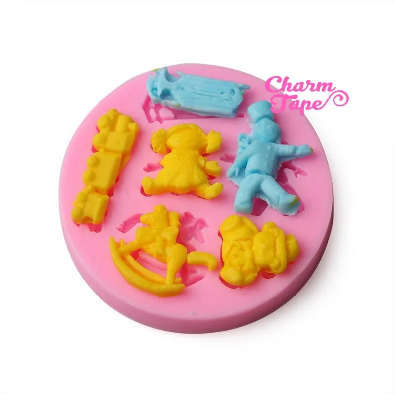 Baby Shower Theme Food Graded Silicone Mold for Cake, Fondant, Cake Decorating Supplies 6 cavity H1752